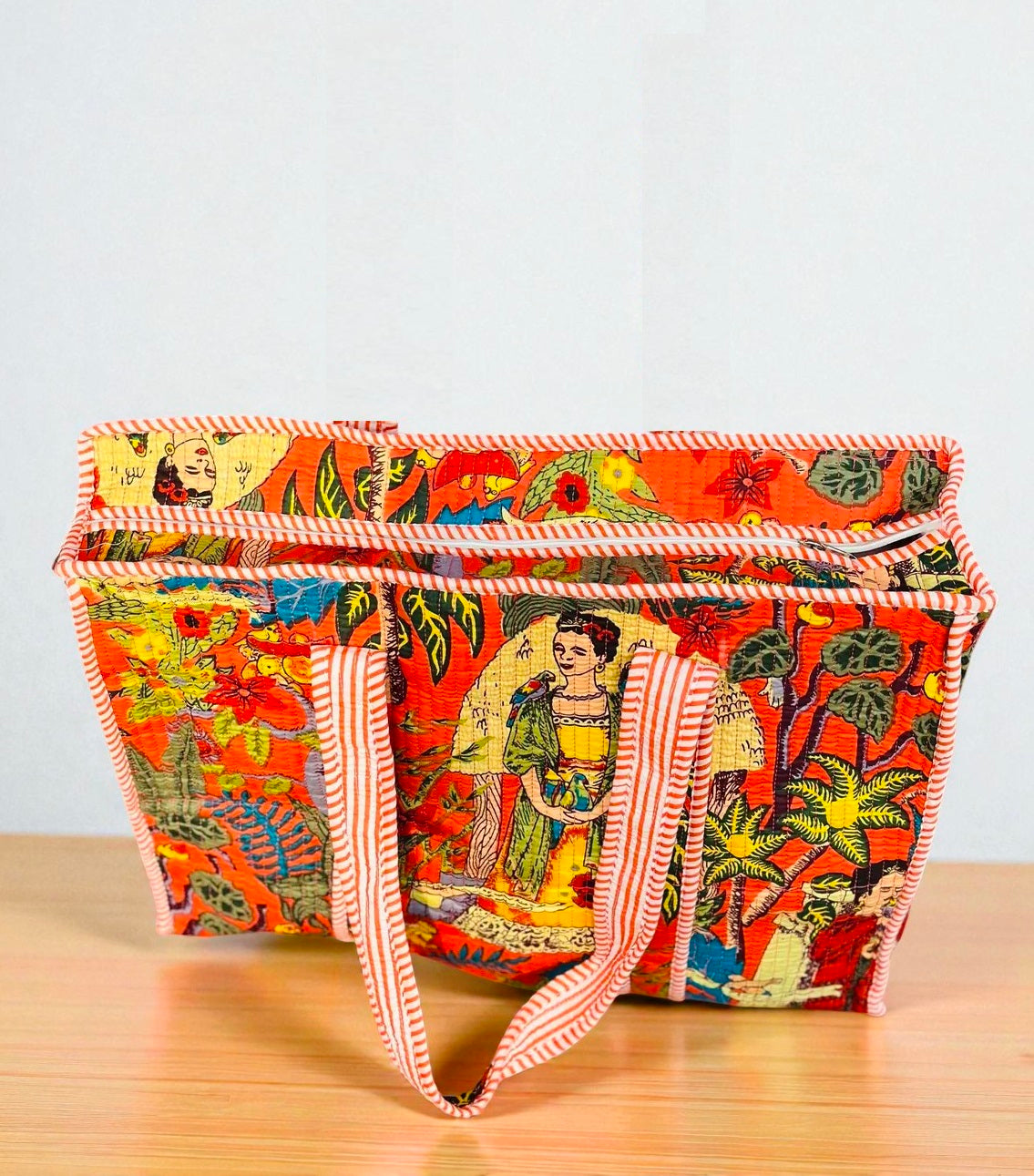 Indian Quilted Bag – Floral Block Print Shoulder Tote