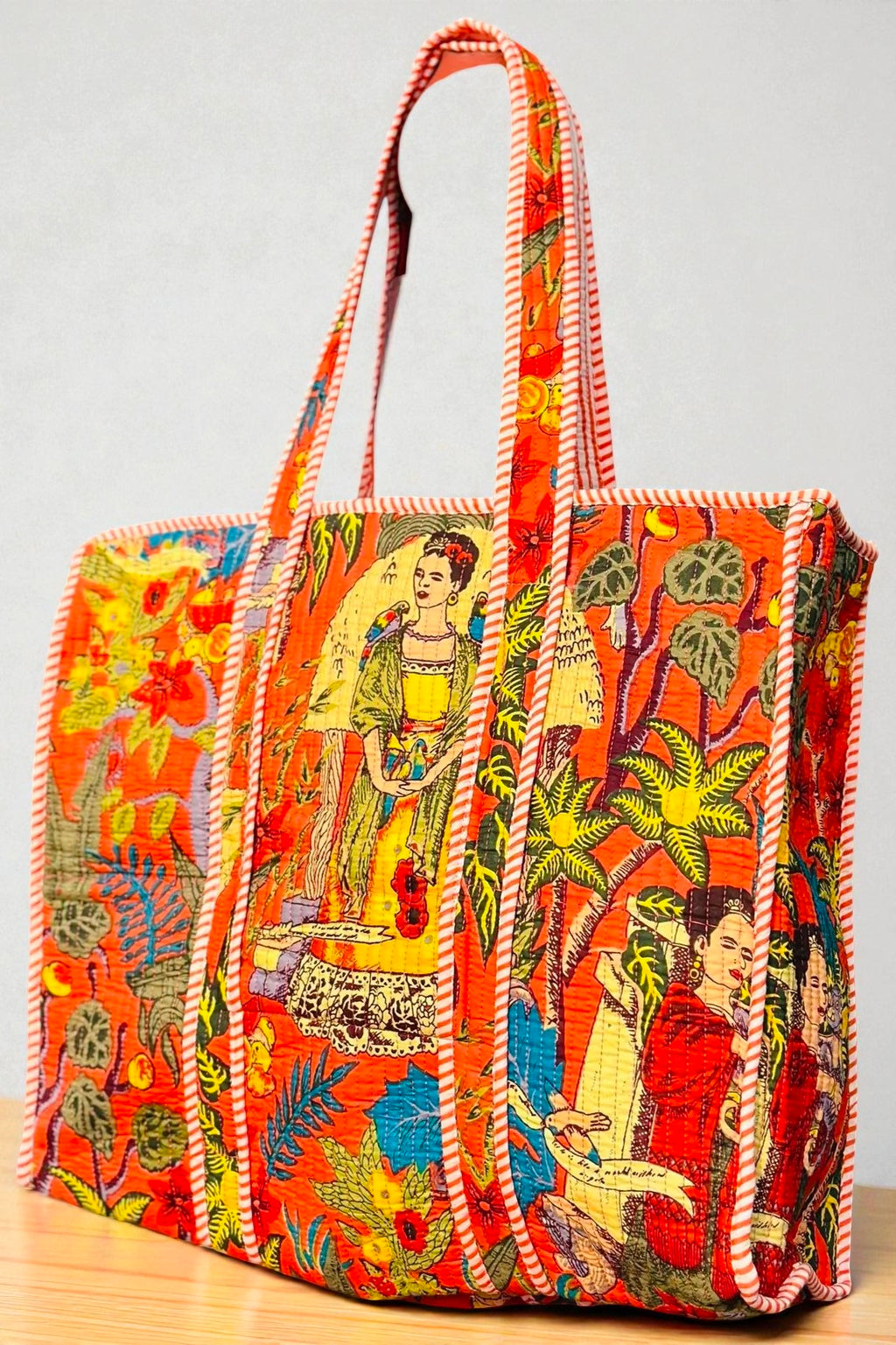 Indian Quilted Bag – Floral Block Print Shoulder Tote