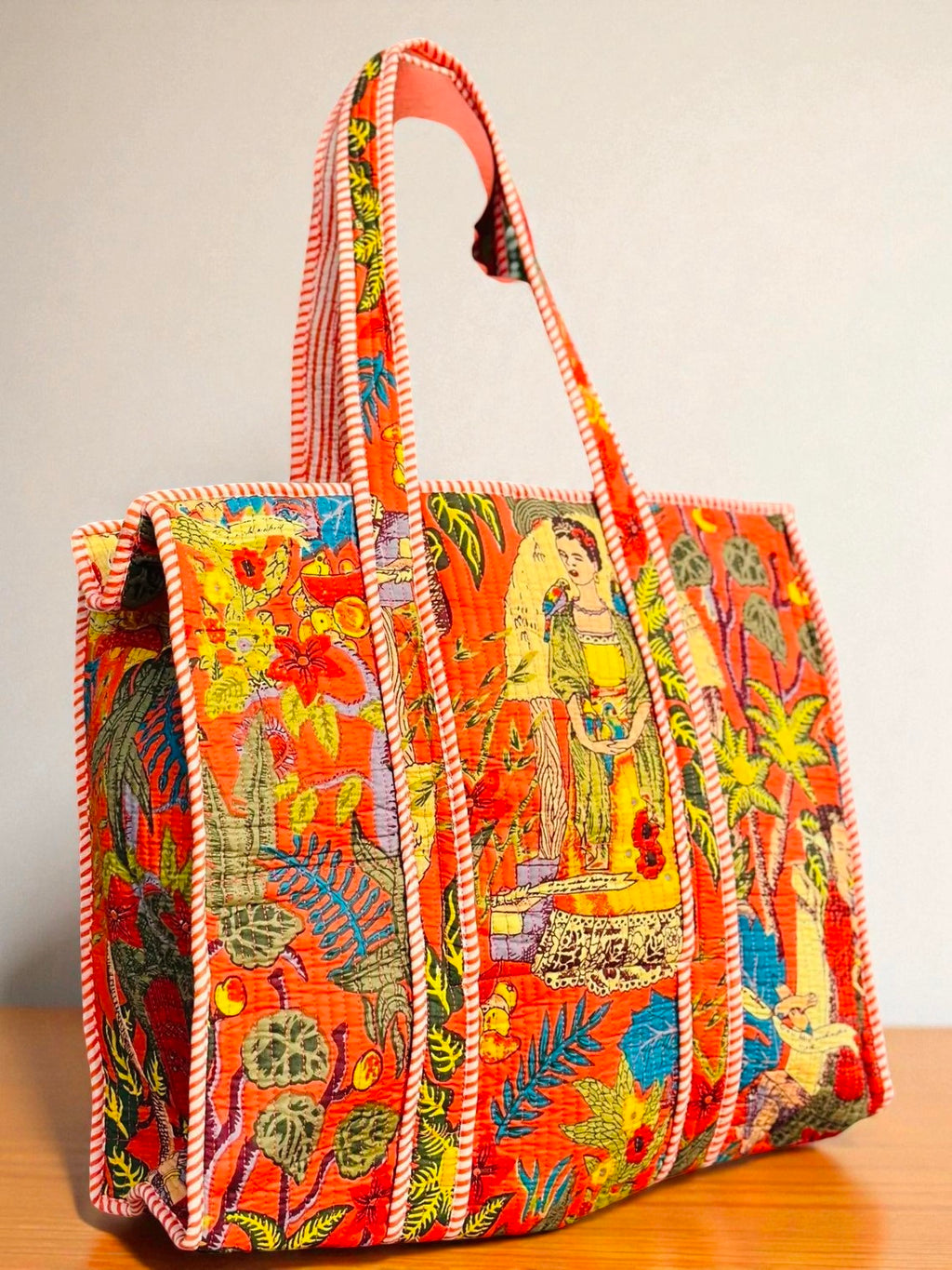 Indian Quilted Bag – Floral Block Print Shoulder Tote