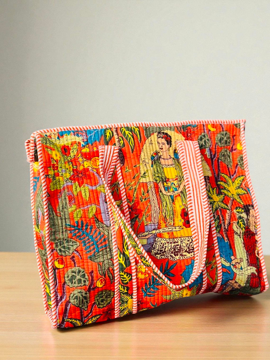 Indian Quilted Bag – Floral Block Print Shoulder Tote