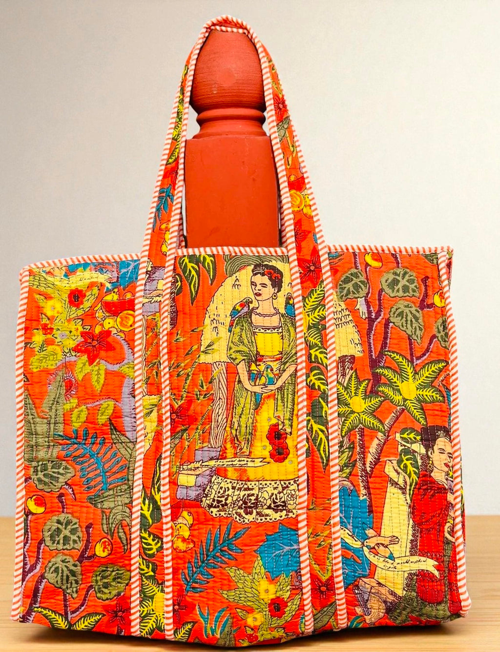 Indian Quilted Bag – Floral Block Print Shoulder Tote