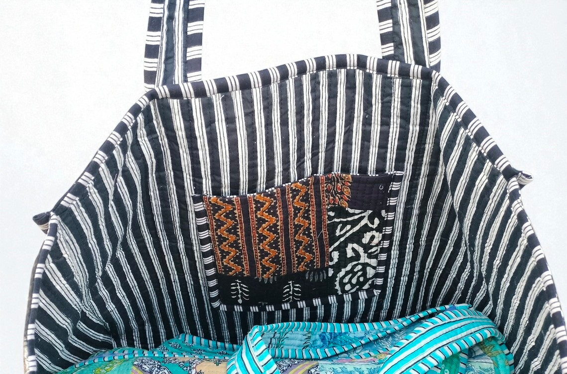 Indian Handmade Cotton Quilted Bag – Boho Tote for Everyday Use