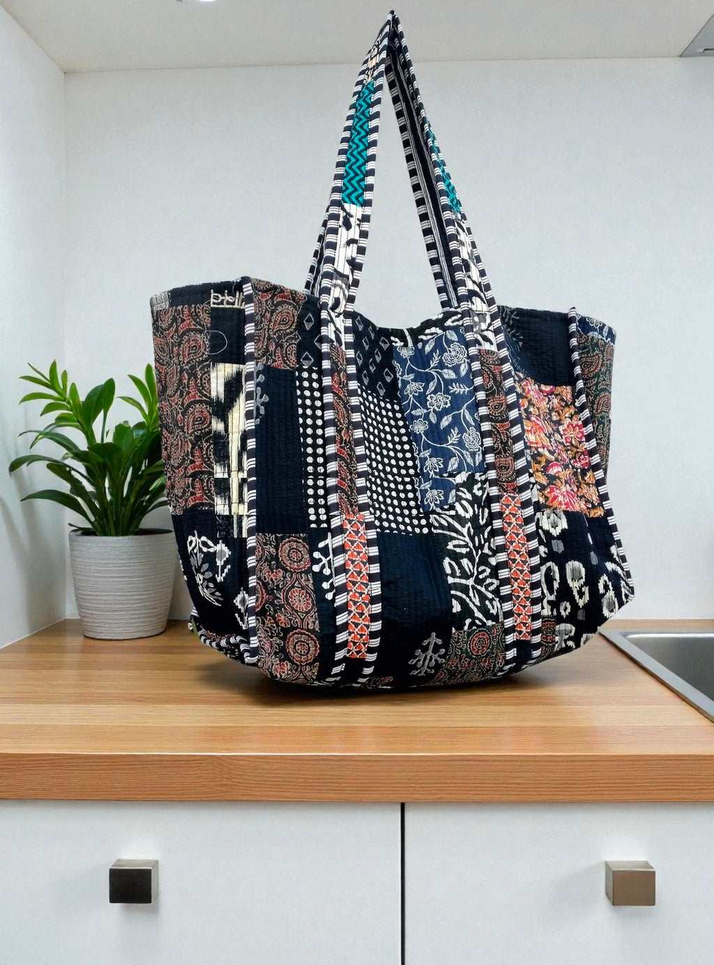 Indian Handmade Cotton Quilted Bag – Boho Tote for Everyday Use