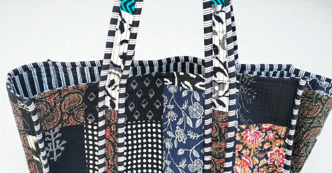 Indian Handmade Cotton Quilted Bag – Boho Tote for Everyday Use