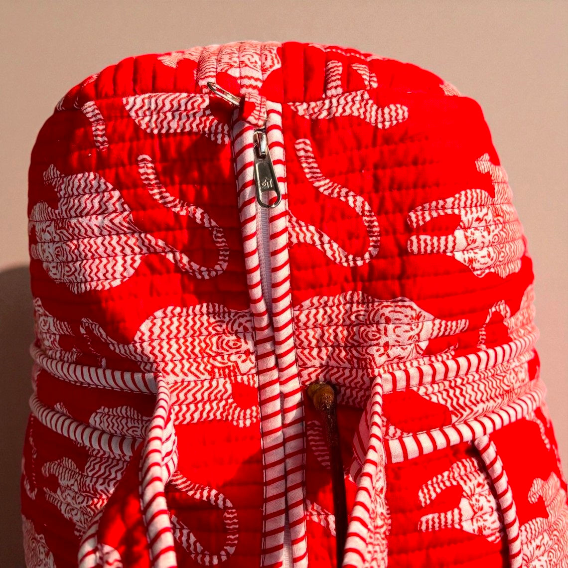 Handmade Hand-Printed Cotton Quilted Bag Boho Tote for Everyday Use