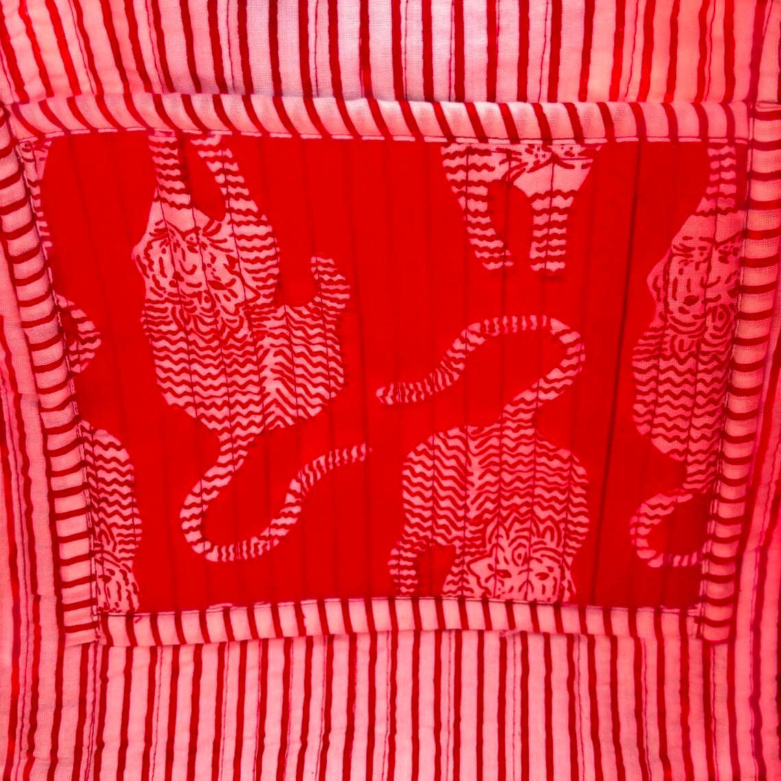 Handmade Hand-Printed Cotton Quilted Bag Boho Tote for Everyday Use