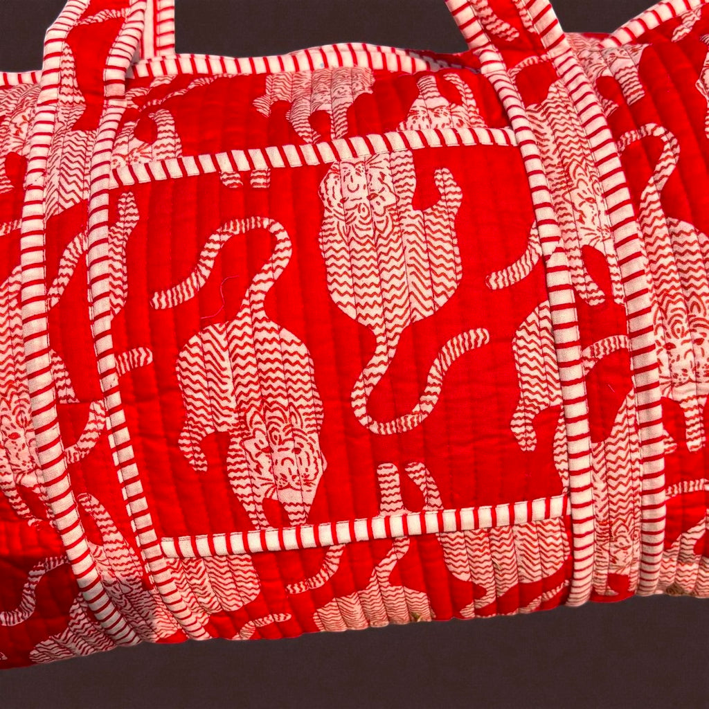 Handmade Hand-Printed Cotton Quilted Bag Boho Tote for Everyday Use