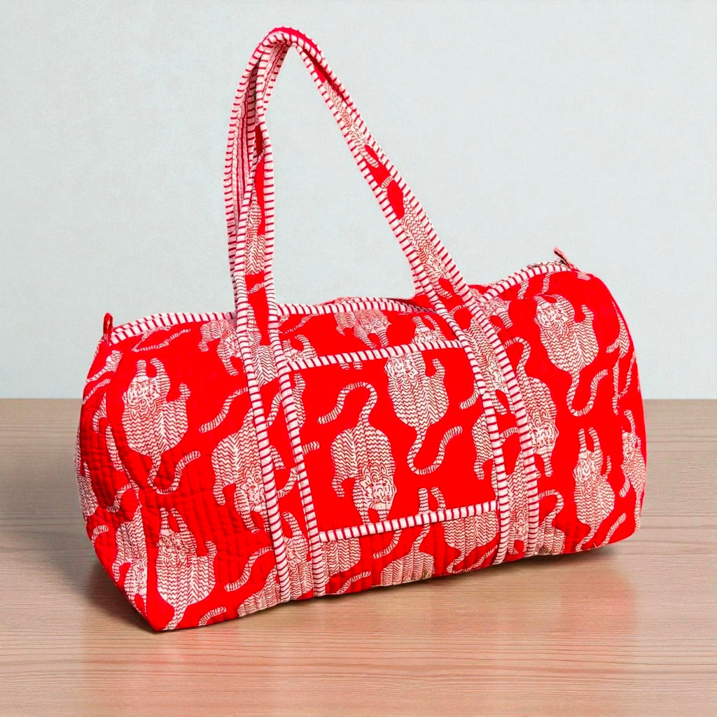 Handmade Hand-Printed Cotton Quilted Bag Boho Tote for Everyday Use