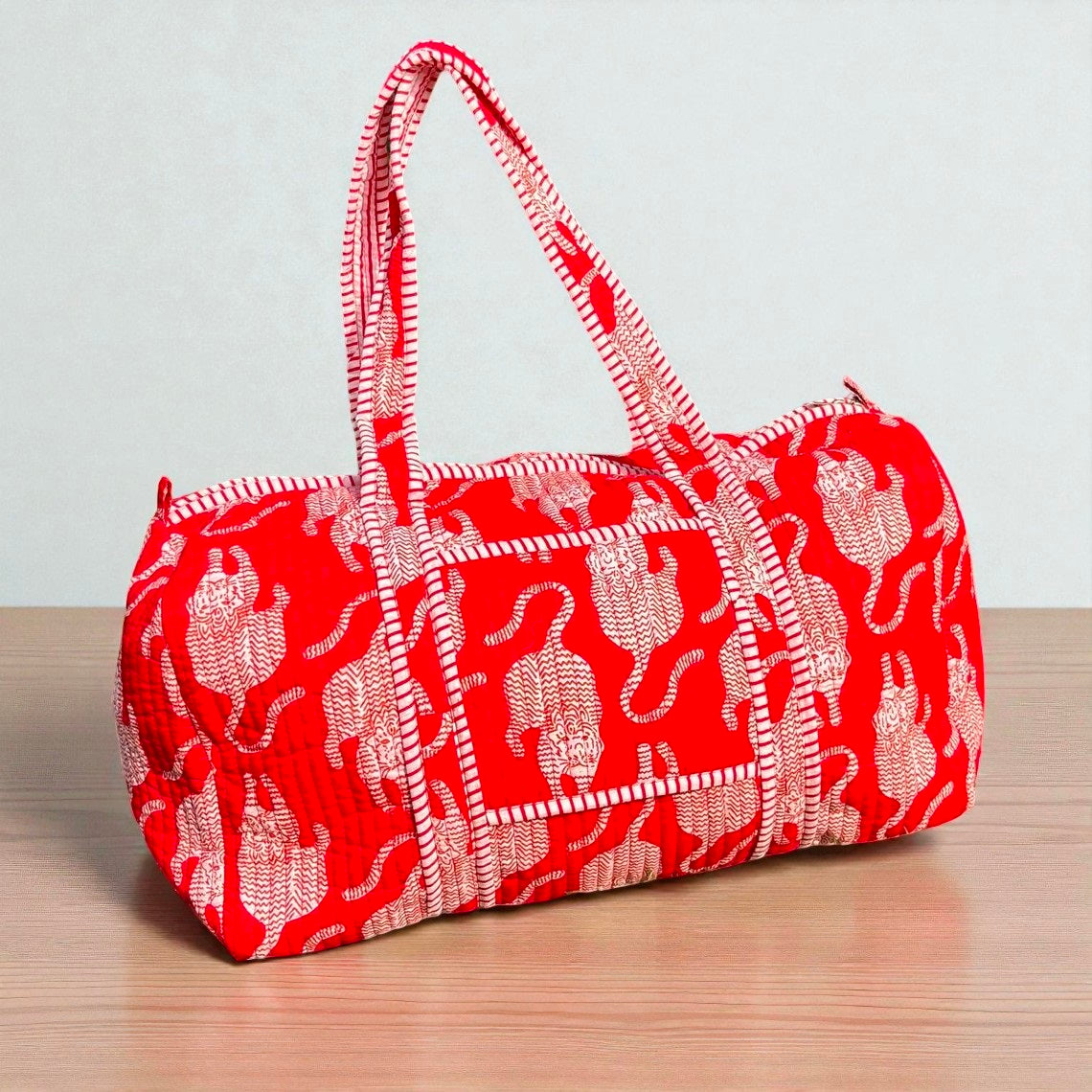 Handmade Hand-Printed Cotton Quilted Bag Boho Tote for Everyday Use