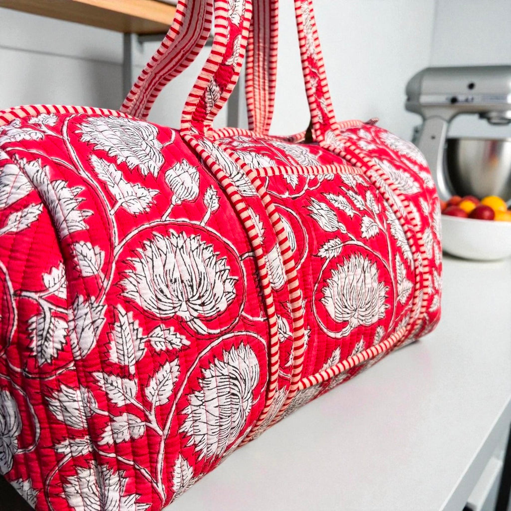 Traditional Indian Quilted Bag – Hand Block Printed Design for Everyday Use