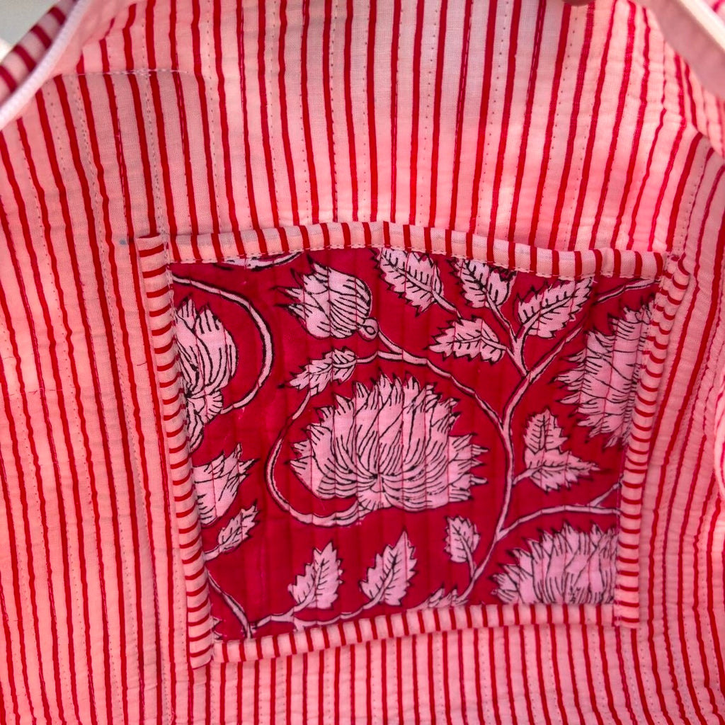 Traditional Indian Quilted Bag – Hand Block Printed Design for Everyday Use