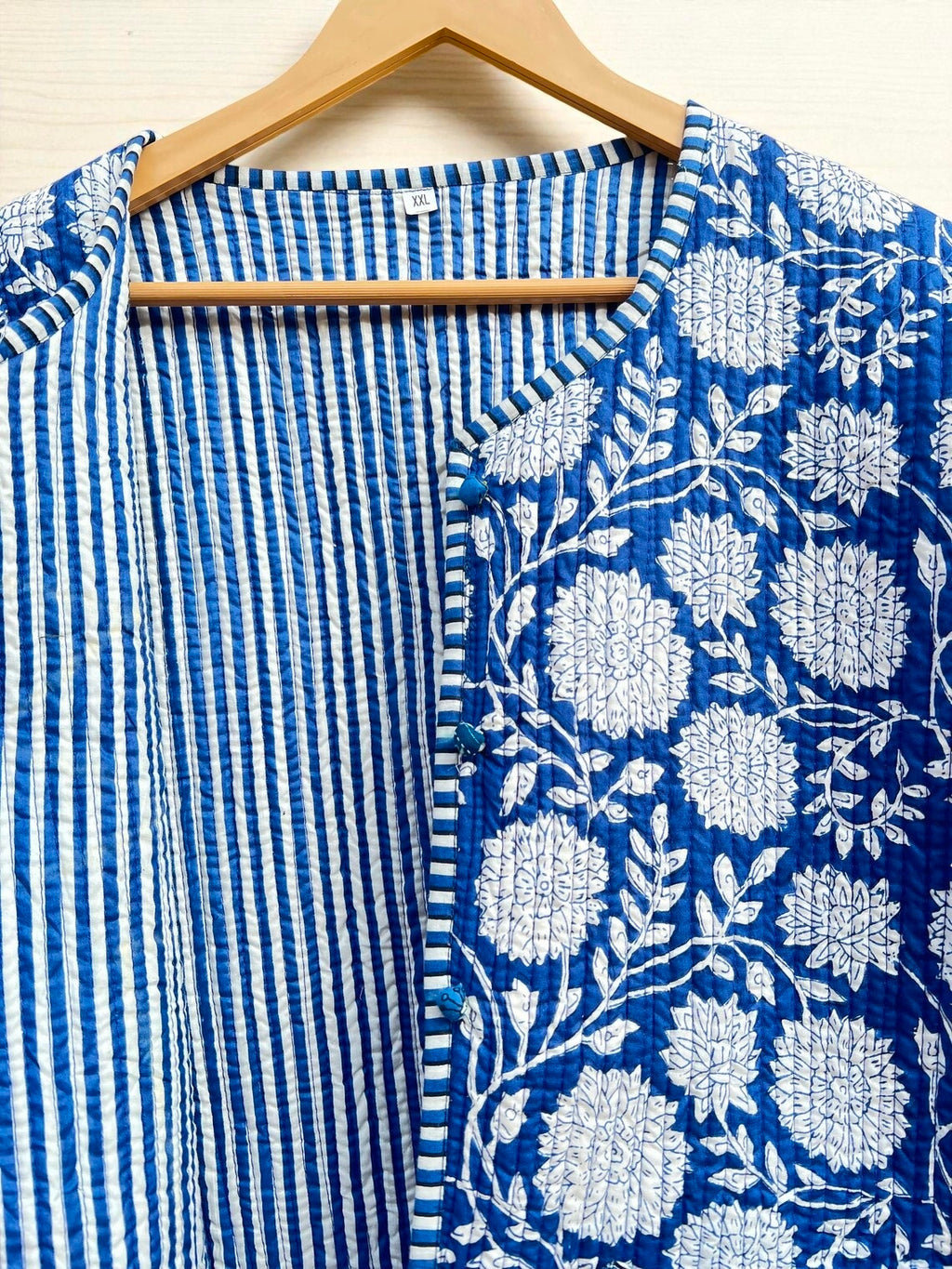 Floral Block Print Cotton Quilted Jacket – Bohemian Ethnic Wear for Women