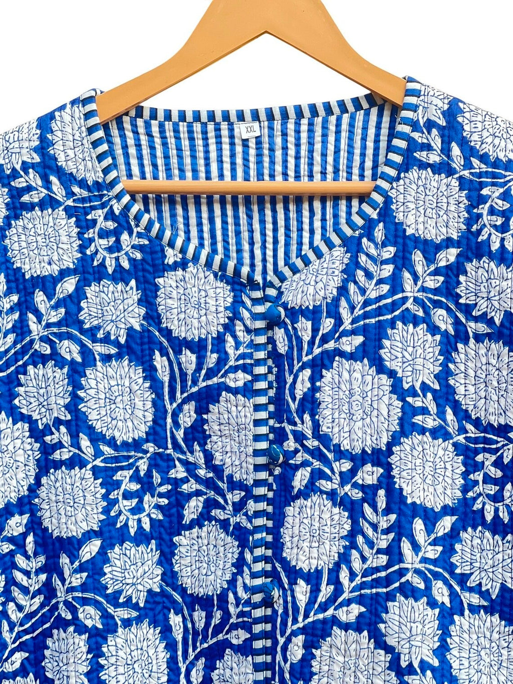 Floral Block Print Cotton Quilted Jacket – Bohemian Ethnic Wear for Women