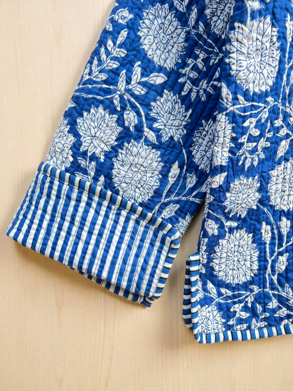 Floral Block Print Cotton Quilted Jacket – Bohemian Ethnic Wear for Women