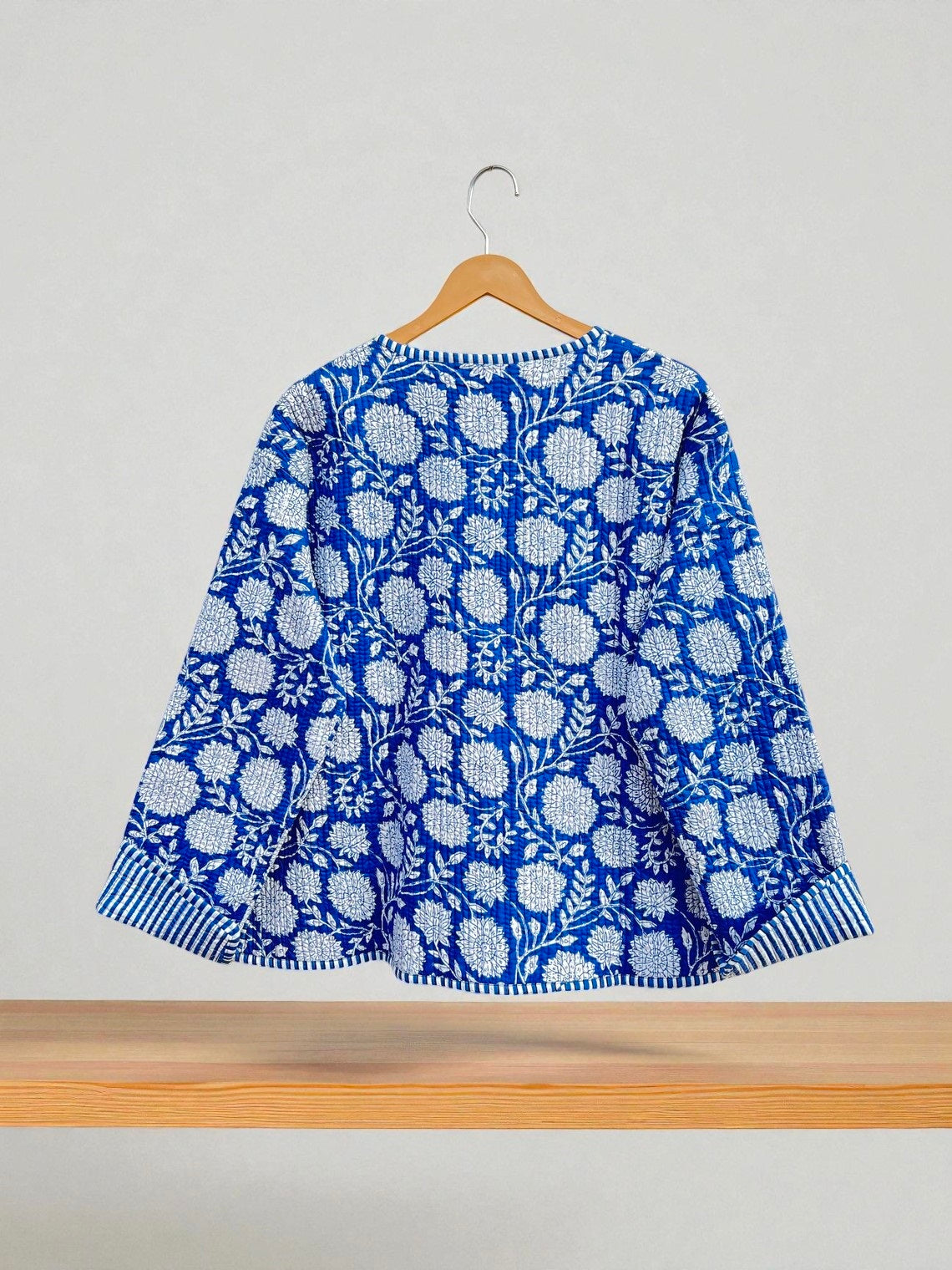 Floral Block Print Cotton Quilted Jacket – Bohemian Ethnic Wear for Women