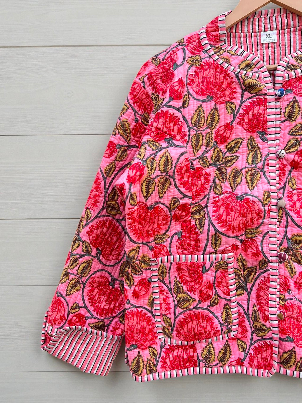 Reversible Hand Block Print Cotton Quilted Jacket – Stylish Winter Layer