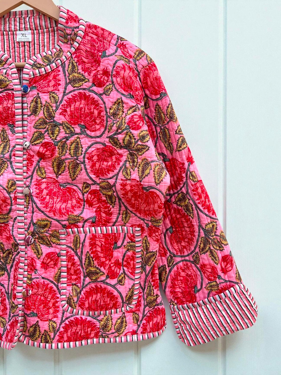 Reversible Hand Block Print Cotton Quilted Jacket – Stylish Winter Layer