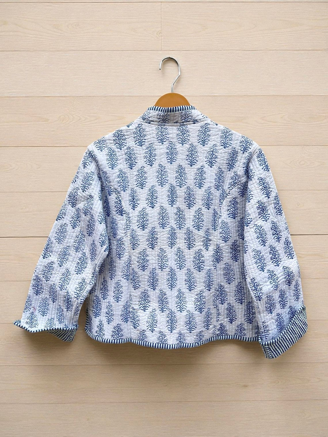 Women’s Cotton Quilted Jacket – Jaipuri Block Print, Lightweight & Warm