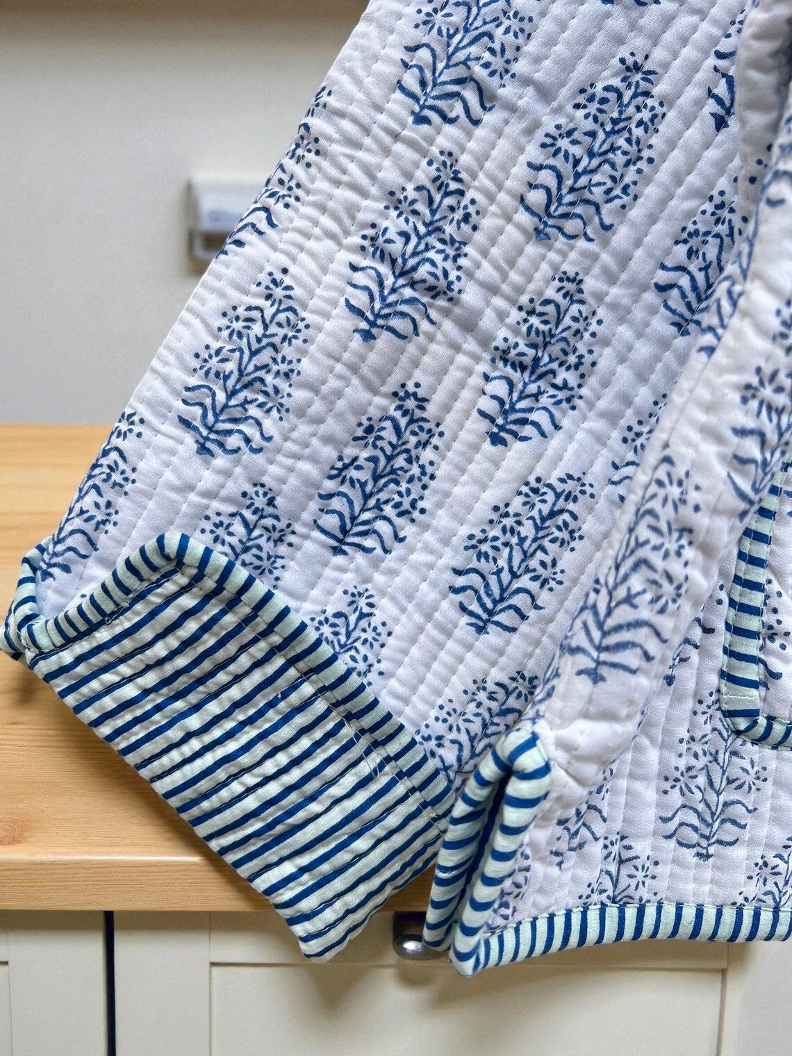 Women’s Cotton Quilted Jacket – Jaipuri Block Print, Lightweight & Warm