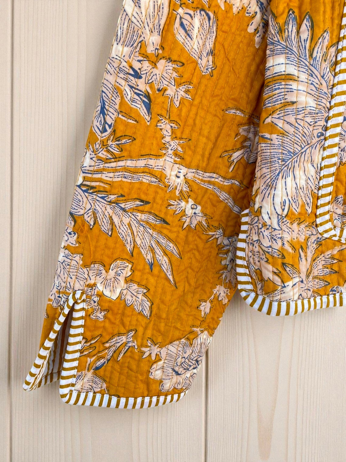 Vintage Block Printed Cotton Quilted Jacket – Elegant Handmade Craft