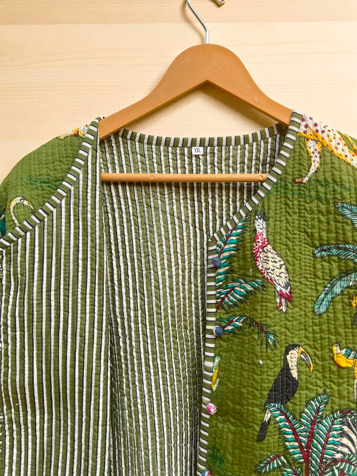 Boho Chic Hand Block Printed Quilted Cotton Jacket – Reversible Ethnic Wear