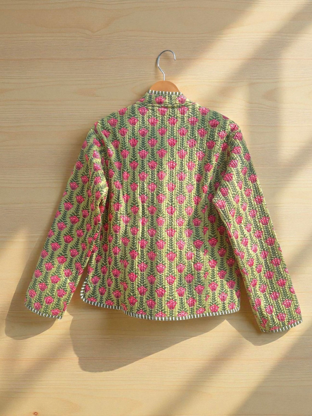 Traditional Indian Block Print Cotton Quilted Jacket – Handmade Women’s Coat