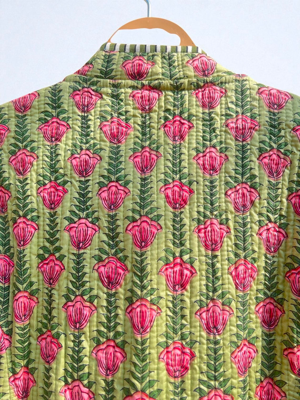 Traditional Indian Block Print Cotton Quilted Jacket – Handmade Women’s Coat