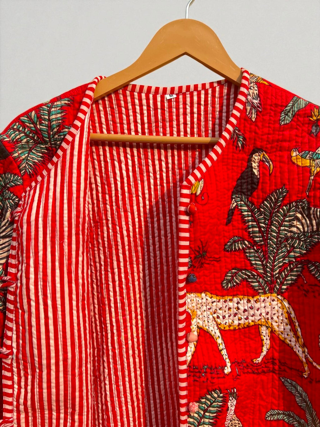 Pure Cotton Quilted Jacket for Women – Handcrafted Block Print Design