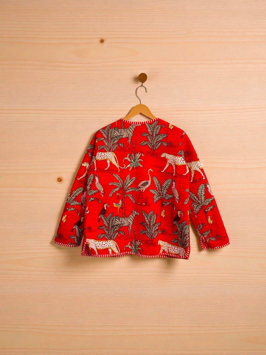 Pure Cotton Quilted Jacket for Women – Handcrafted Block Print Design