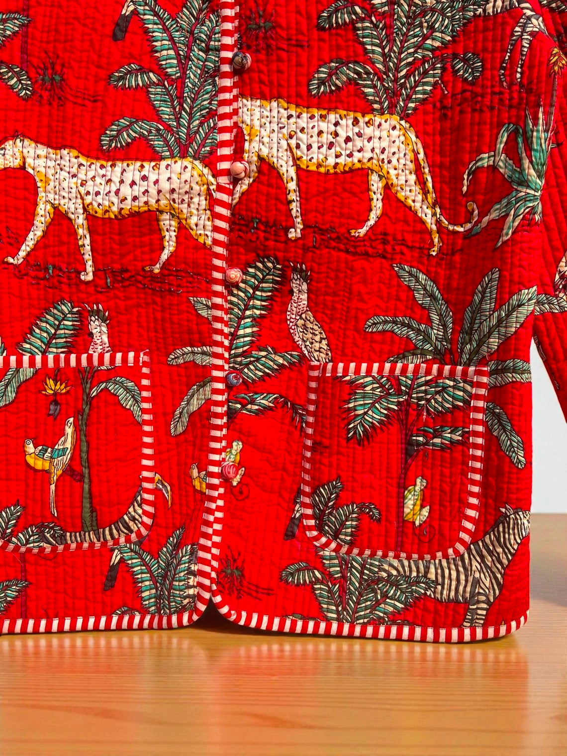 Pure Cotton Quilted Jacket for Women – Handcrafted Block Print Design