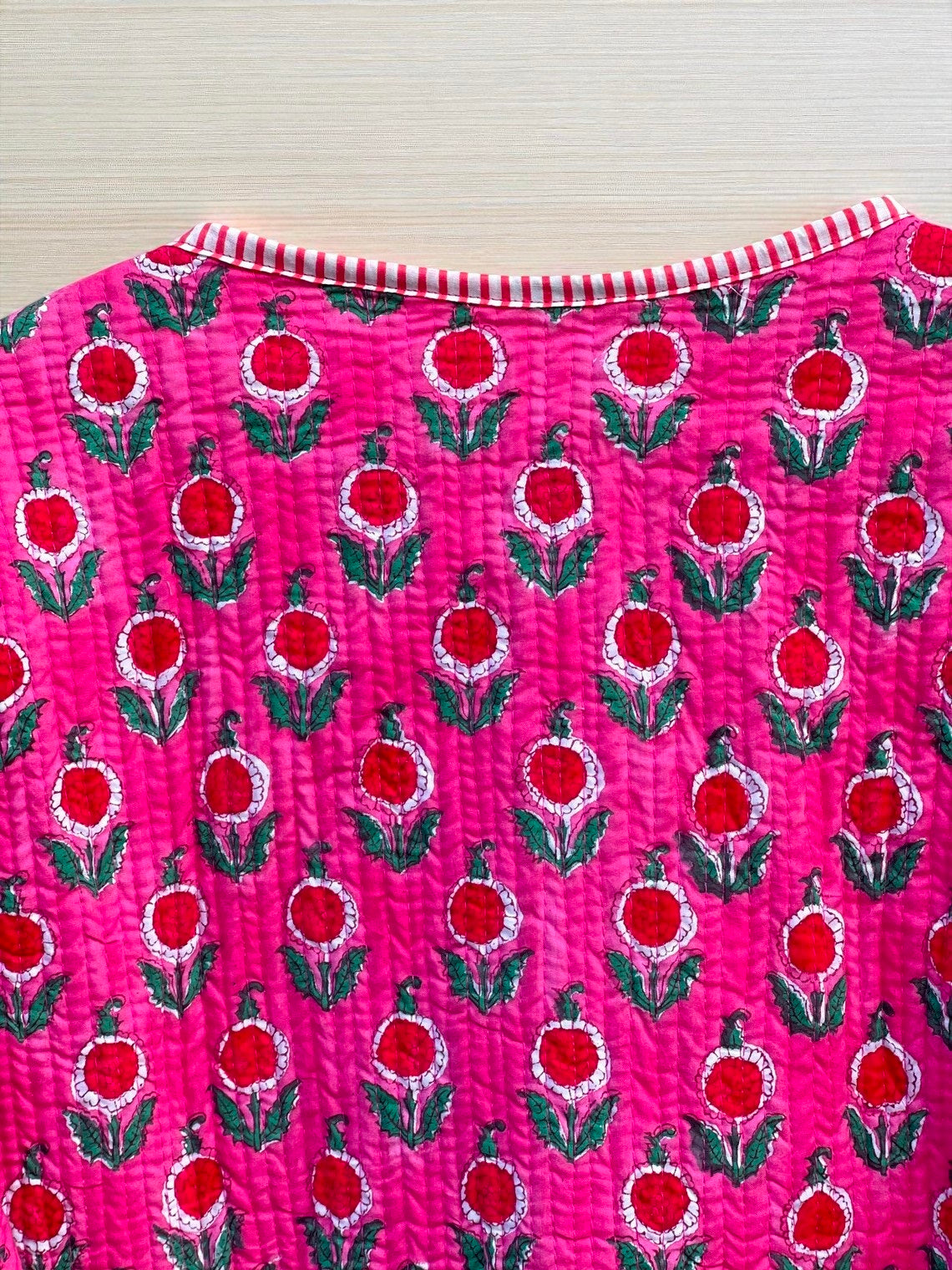 Artisanal Hand Block Printed Quilted Jacket – Soft Cotton Reversible Style