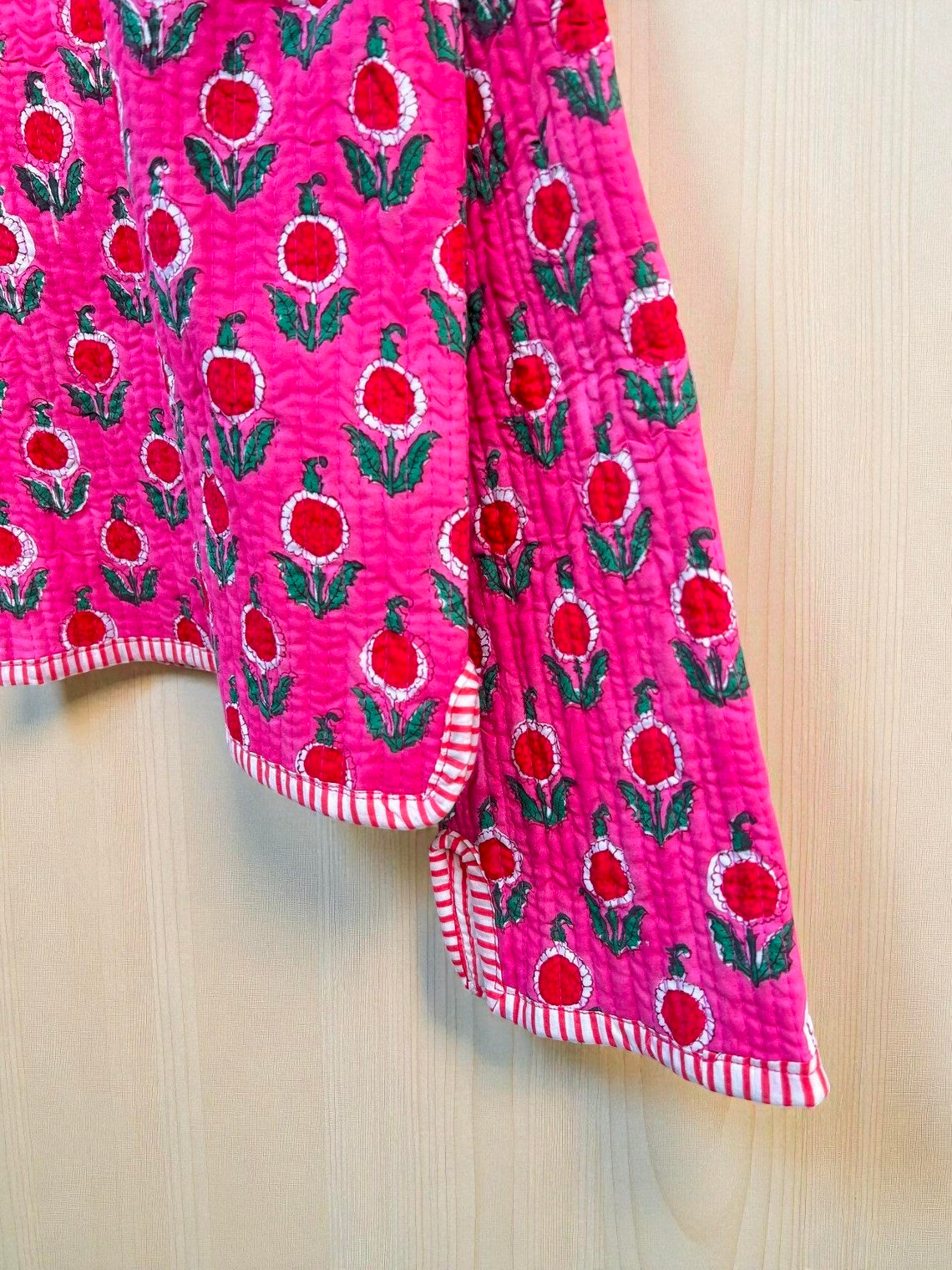 Artisanal Hand Block Printed Quilted Jacket – Soft Cotton Reversible Style