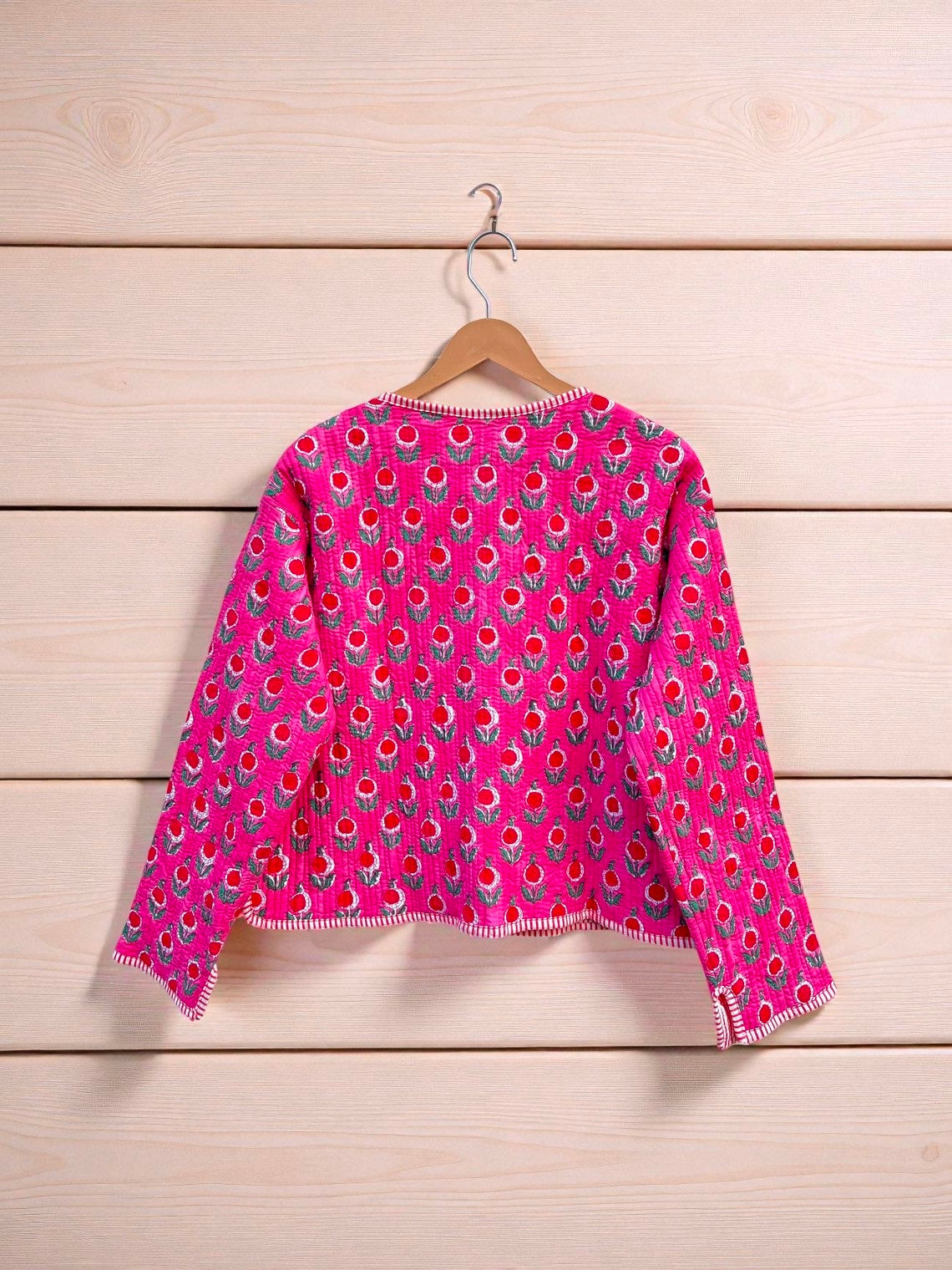 Artisanal Hand Block Printed Quilted Jacket – Soft Cotton Reversible Style