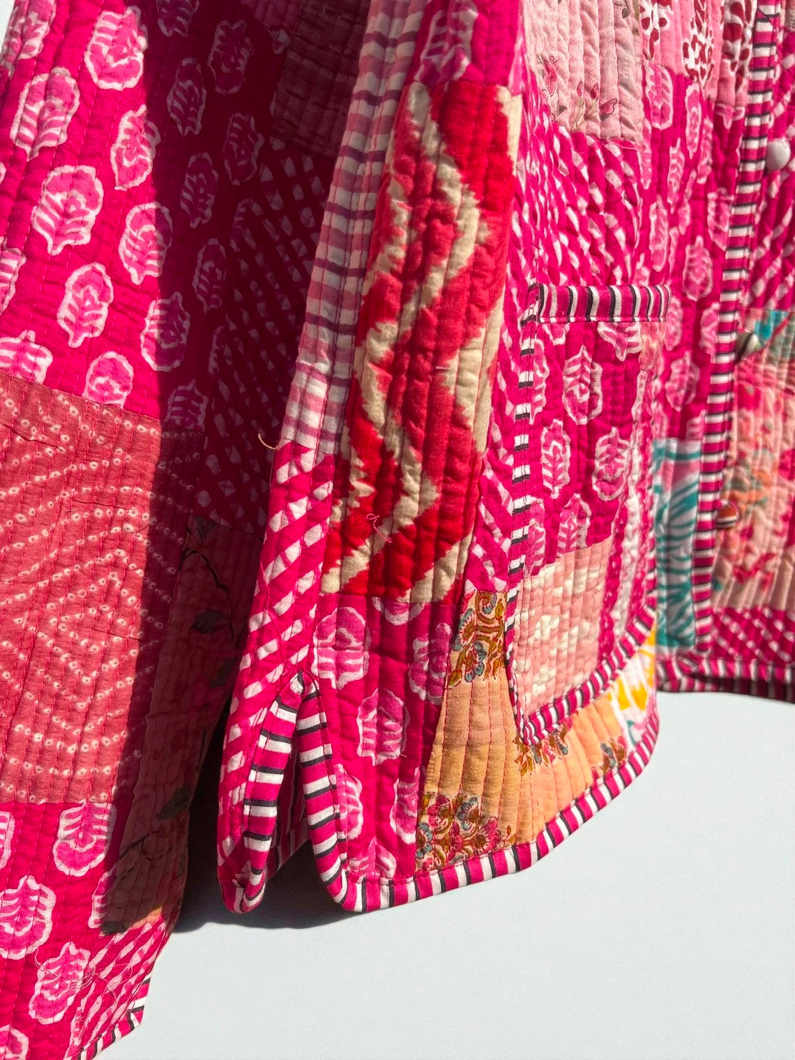 Handmade PatchworkCotton Quilted Women’s Jacket – Reversible Ethnic Winter Wear