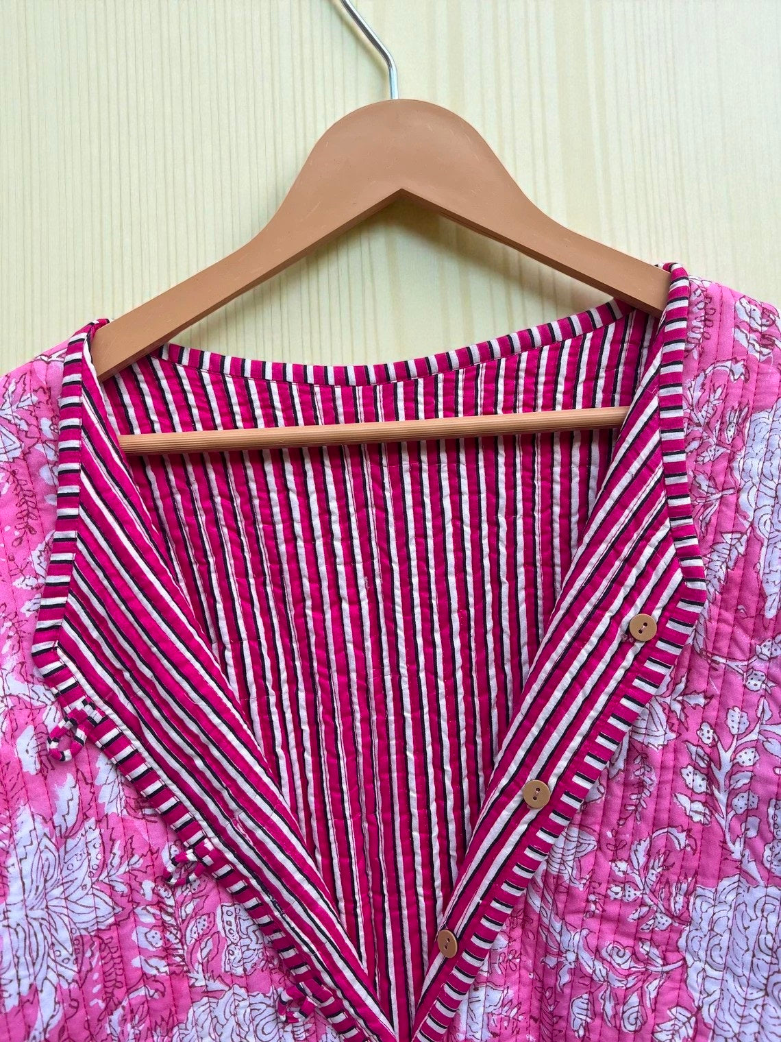 Ethnic Block Print Cotton Quilted Jacket – Warm Reversible Winter Coat