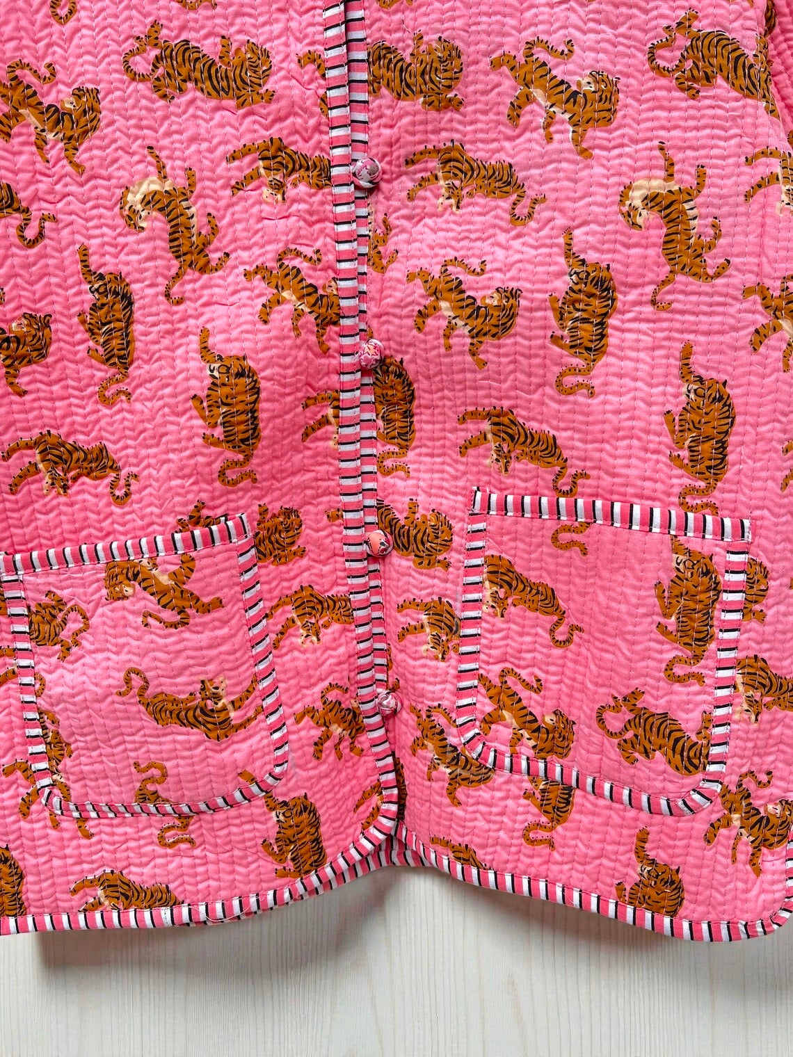 Women’s Handmade Cotton Quilted Jacket – Block Print Artwear