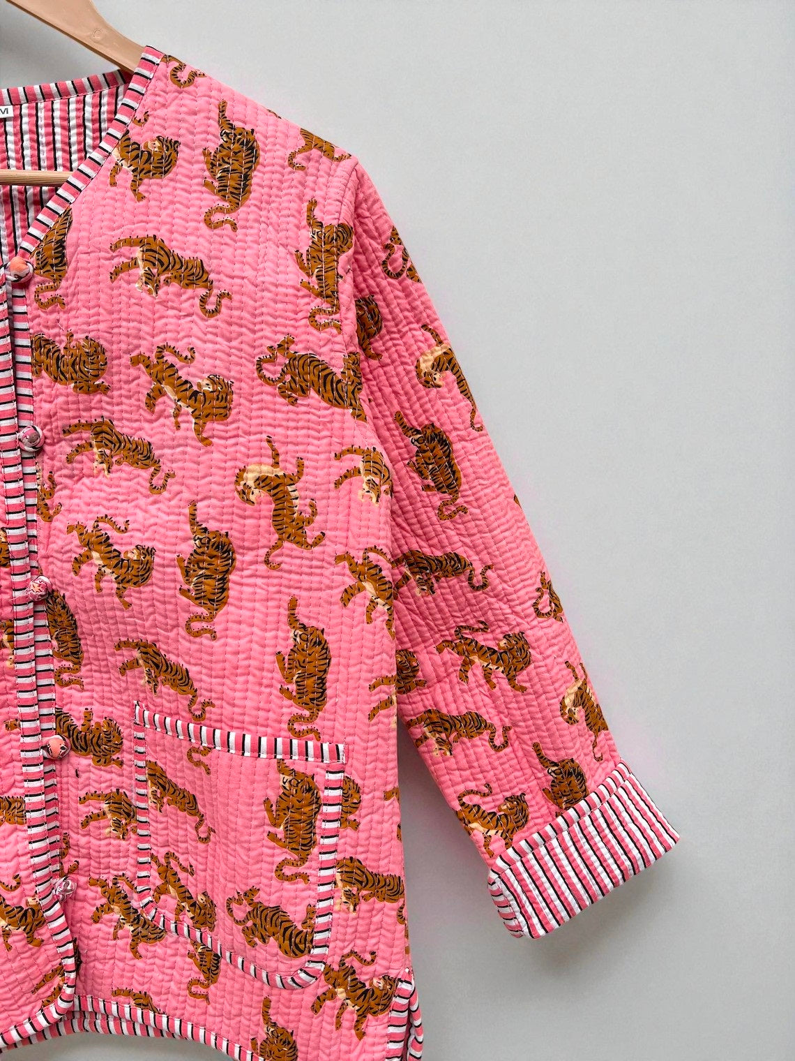 Women’s Handmade Cotton Quilted Jacket – Block Print Artwear