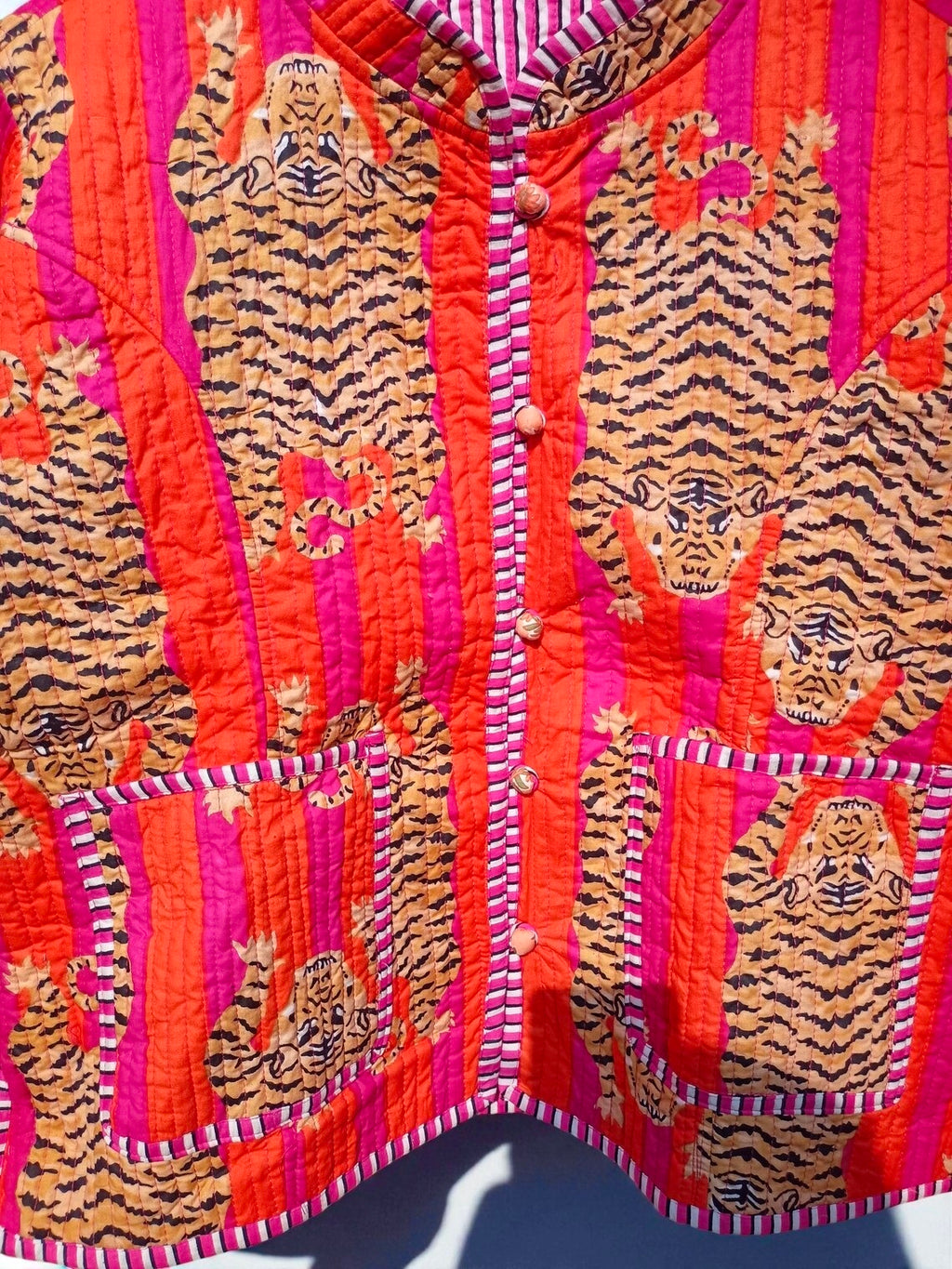 Floral Hand Block Print Quilted Jacket – Pure Cotton Winter Wear