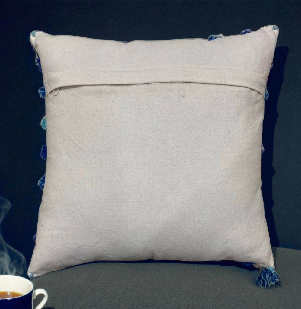 Handmade Cotton Embroidered Cushion Cover Artistic Home Accent Pack Of 1