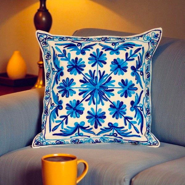 Embroidered Handmade Suzani Cushion Cover Cotton Sofa Decorative Pillow Cover