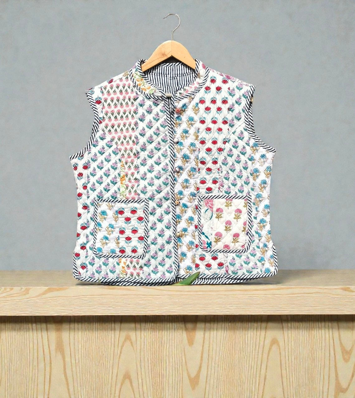 Handmade Block Print Cotton Jacket Reversible Boho Coat