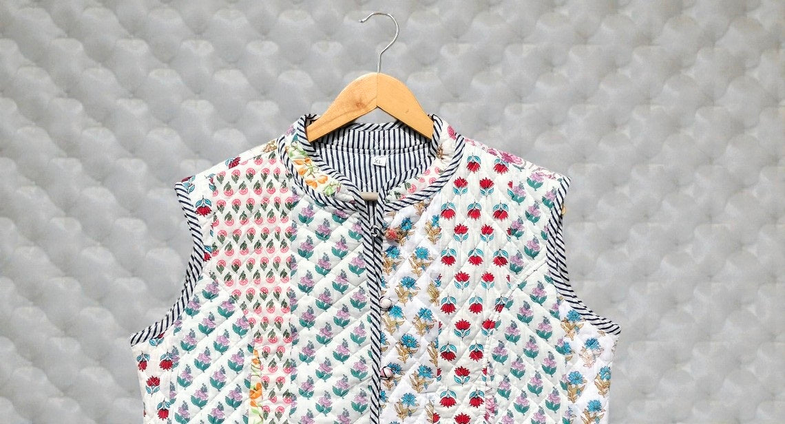 Handmade Block Print Cotton Jacket Reversible Boho Coat