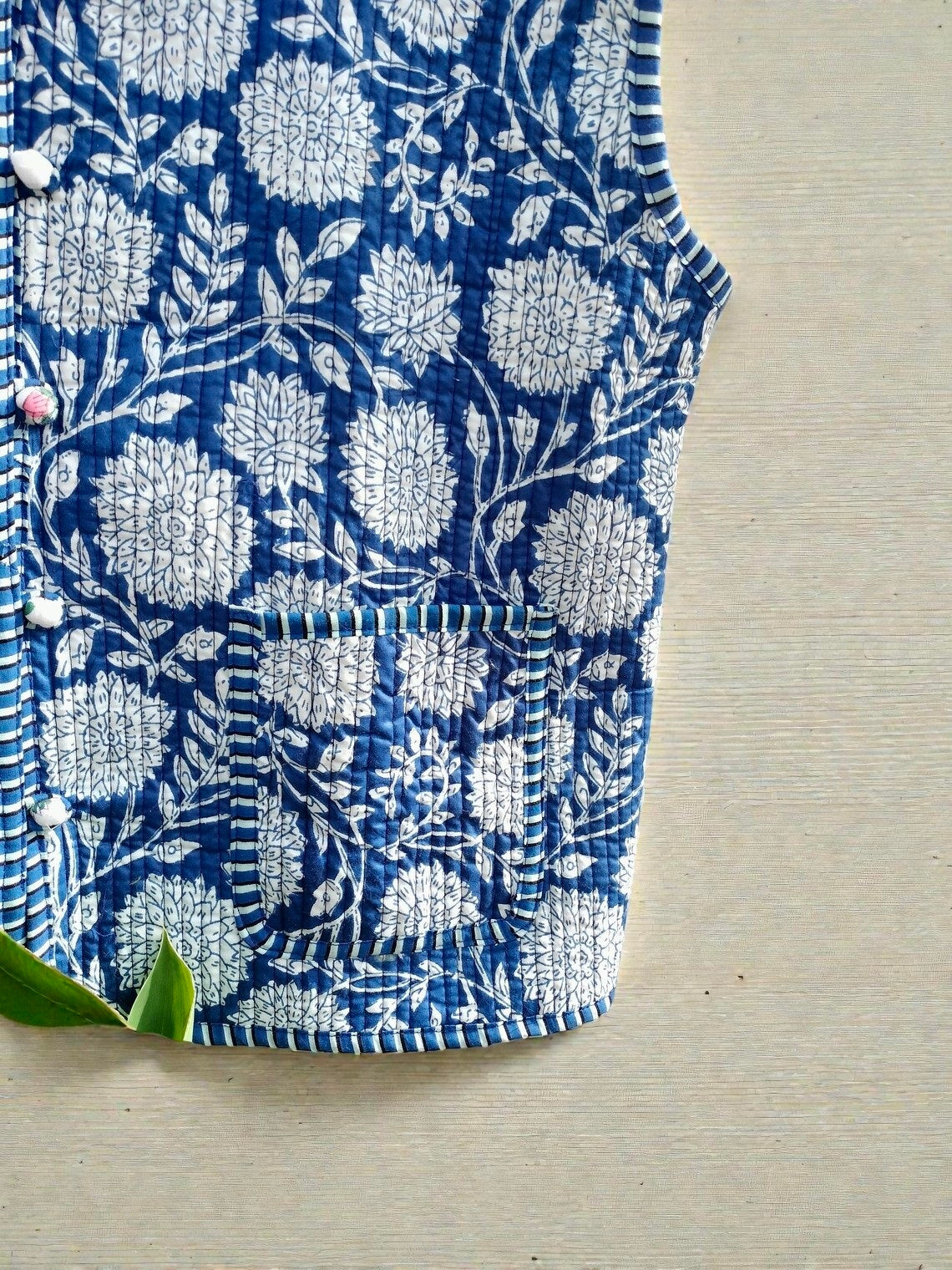 Handmade Indian Block Print Cotton Quilted Jacket