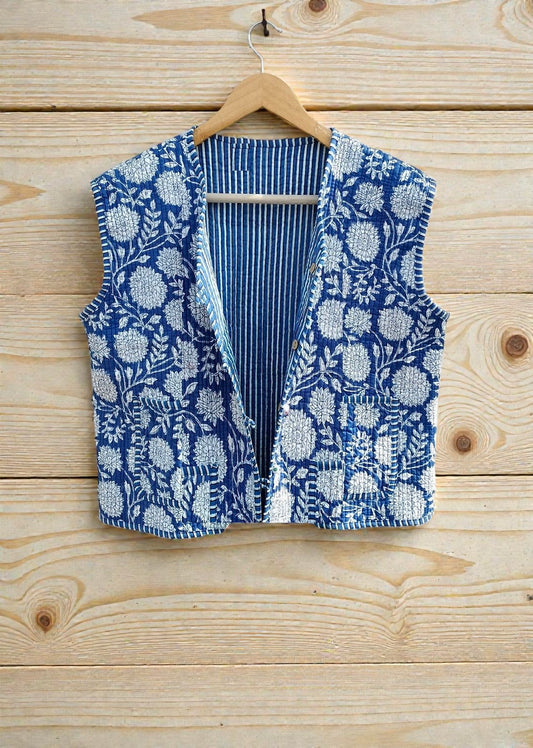 Handmade Indian Block Print Cotton Quilted Jacket
