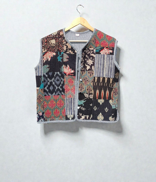Handmade Indian Block Print Patchwork Cotton Quilted Jacket