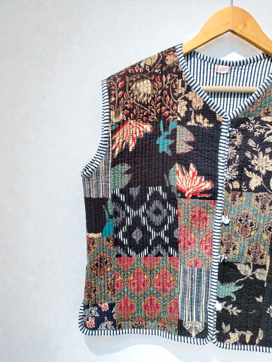 Handmade Indian Block Print Patchwork Cotton Quilted Jacket