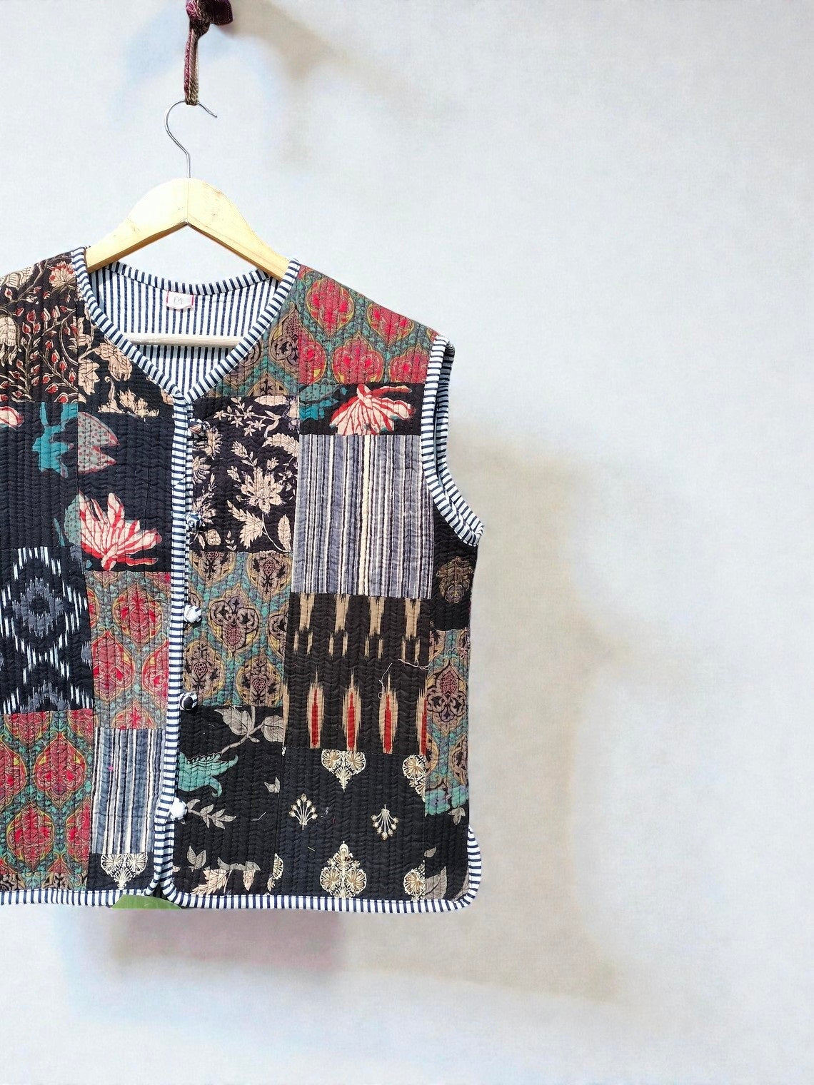 Handmade Indian Block Print Patchwork Cotton Quilted Jacket