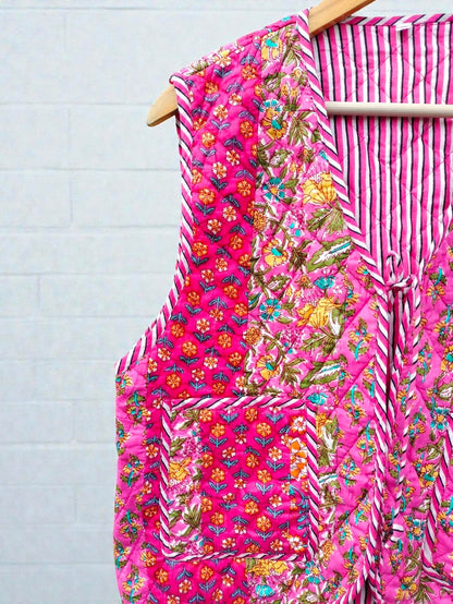 Handmade Patchwork Quilted Cotton Jacket Reversible Boho Coat