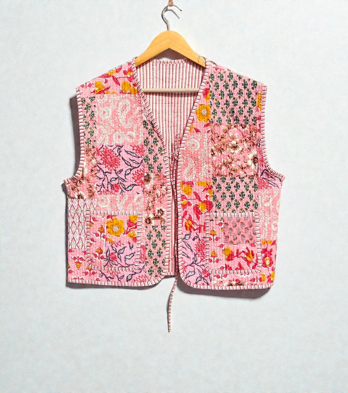 Handmade Patchwork Quilted Cotton Jacket Reversible Coat