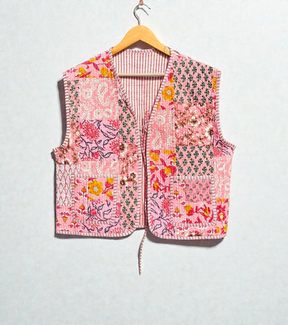 Handmade Patchwork Quilted Cotton Jacket Reversible Coat